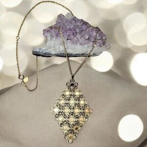 Sarah Coventry Gold Tone Shimmering Movement Mesh Link Pendant Vintage Necklace